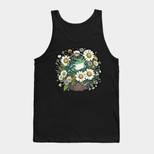 Cottagecore Frog in a Basket Tank Top